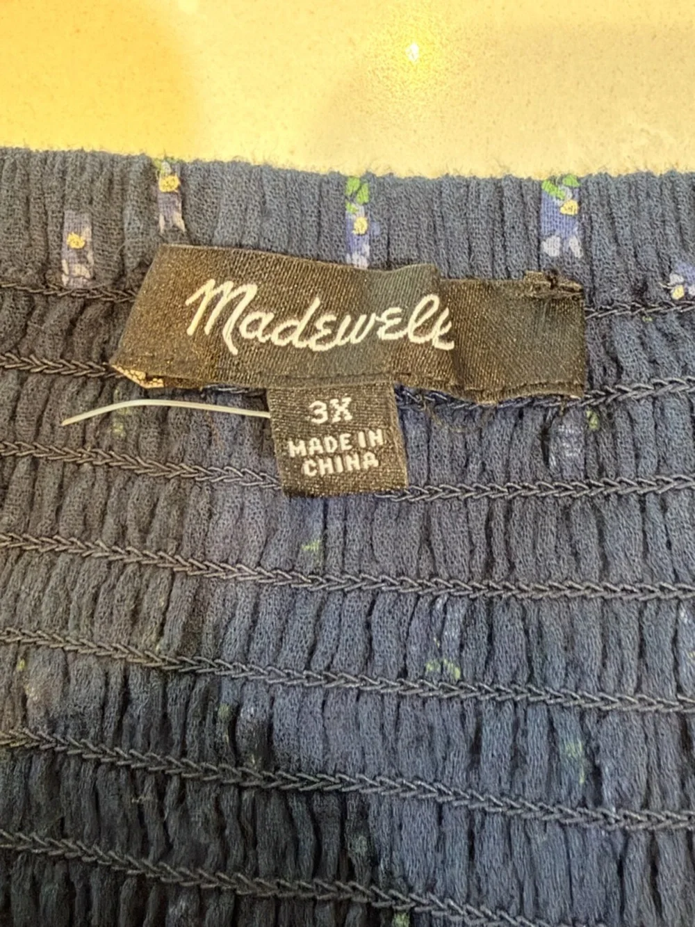 NEW Madewell Lucille Smocked Balloon Sleeve Top in Indigo Ditsy Floral Print